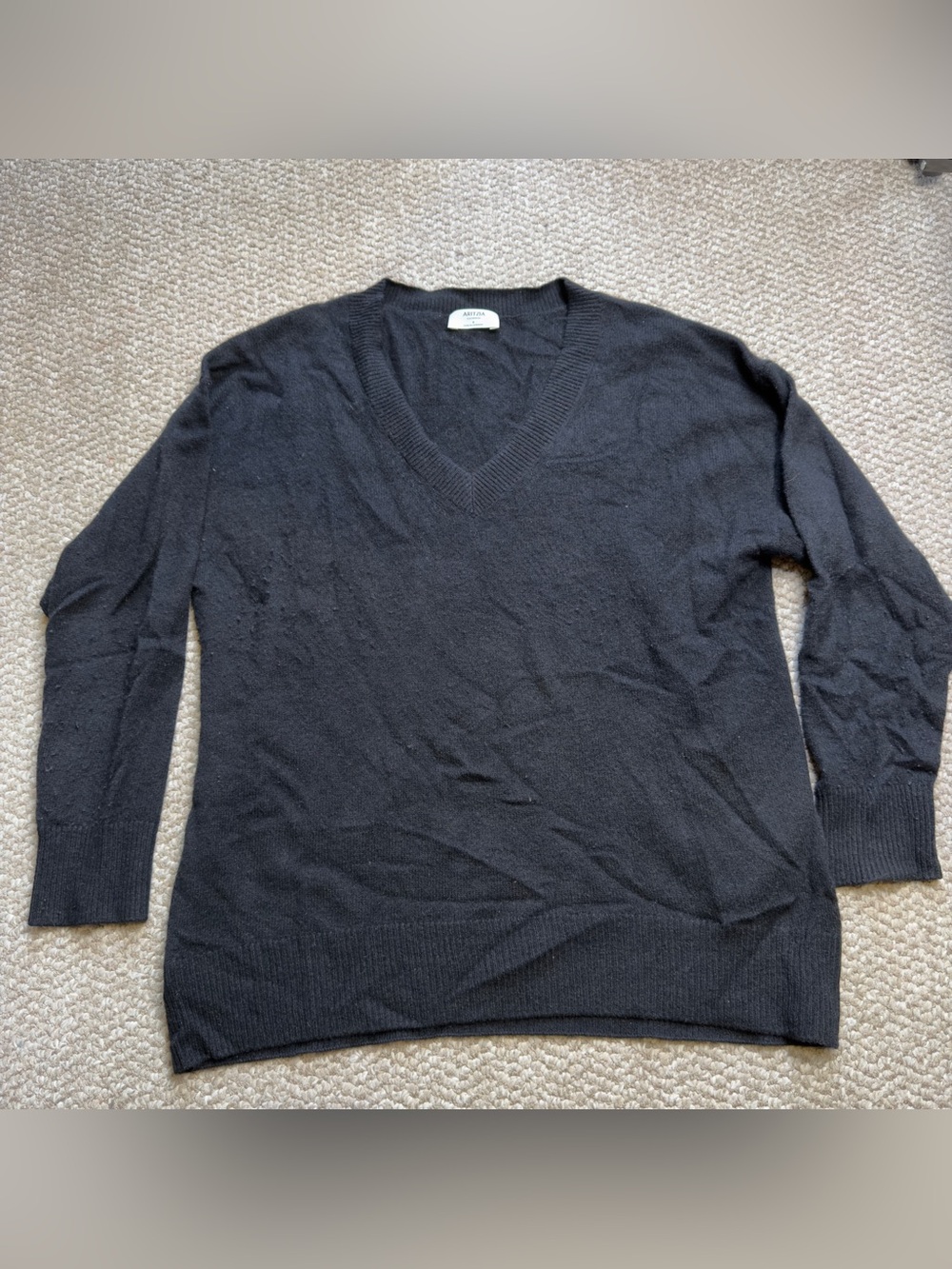 Aritzia Black Cashmere V-Neck Sweater
